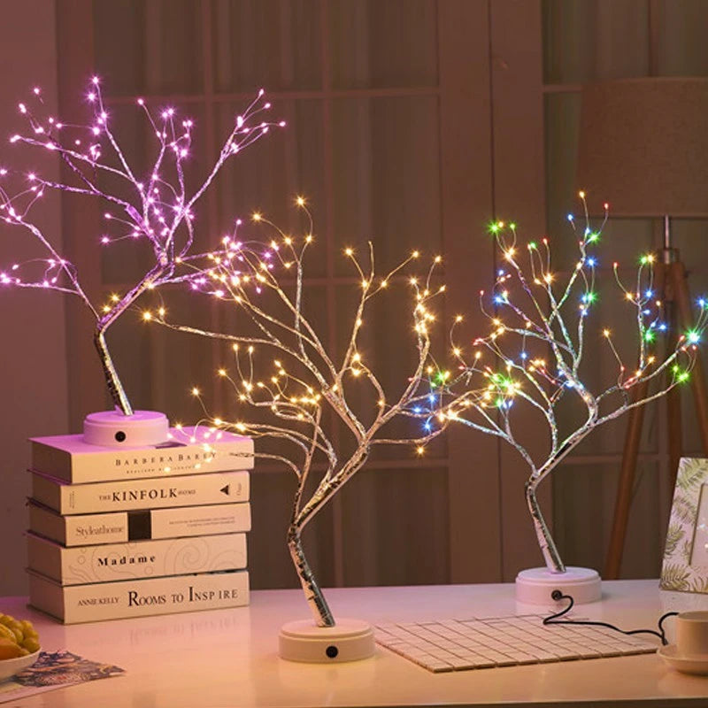 Mini LED Christmas Tree Night Light - Copper Wire Garland Fairy Light for Kids' Bedroom Decoration