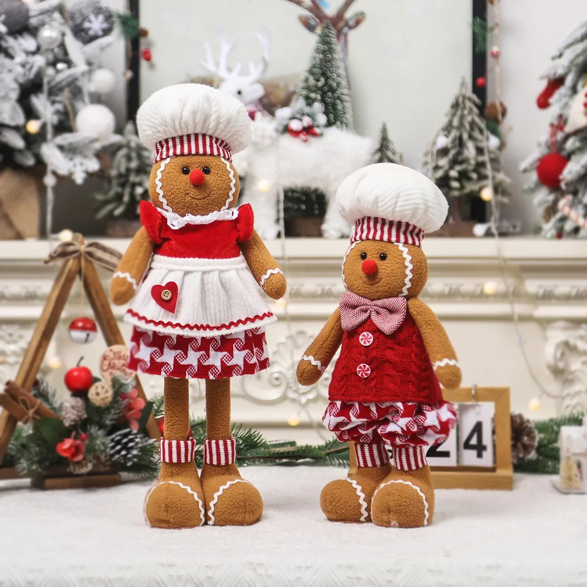 "Adorable Telescopic Gingerbread Man Figurine with Chef Hat β DIY Christmas Window Decor and Standing Ornament" π
