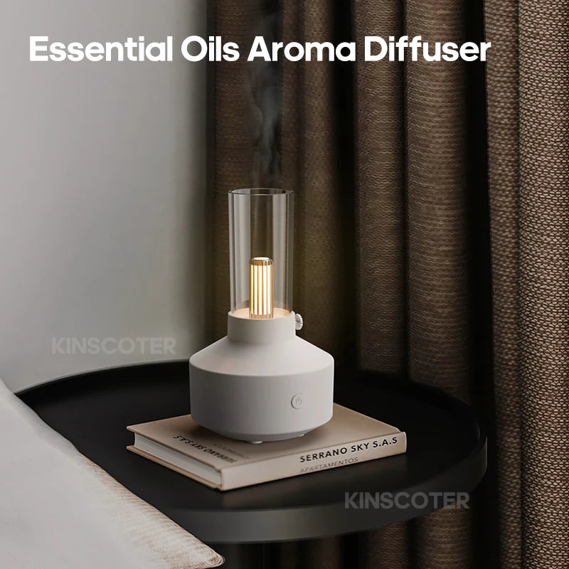 KINSCOTER Mini Ultrasonic Aroma Diffuser – USB Electric Essential Oil Humidifier for Bedroom