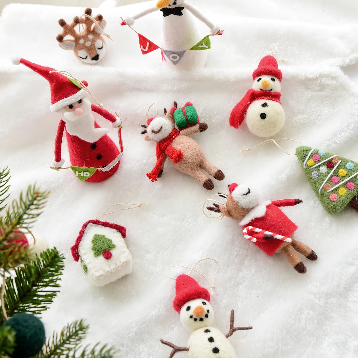 Felt Christmas Tree Ornament – Snowman & Deer Head