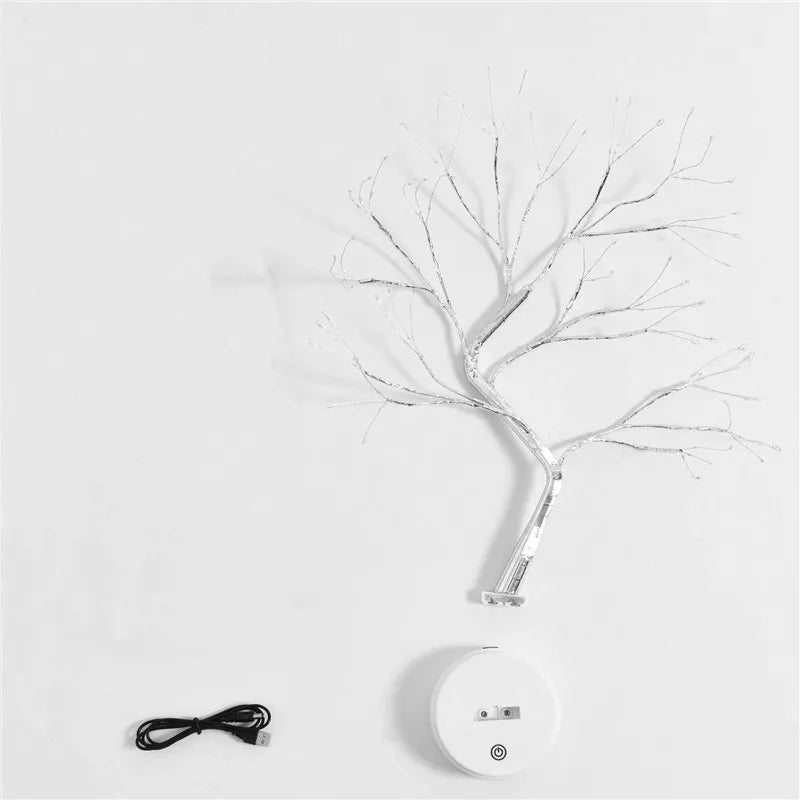Mini LED Christmas Tree Night Light - Copper Wire Garland Fairy Light for Kids' Bedroom Decoration