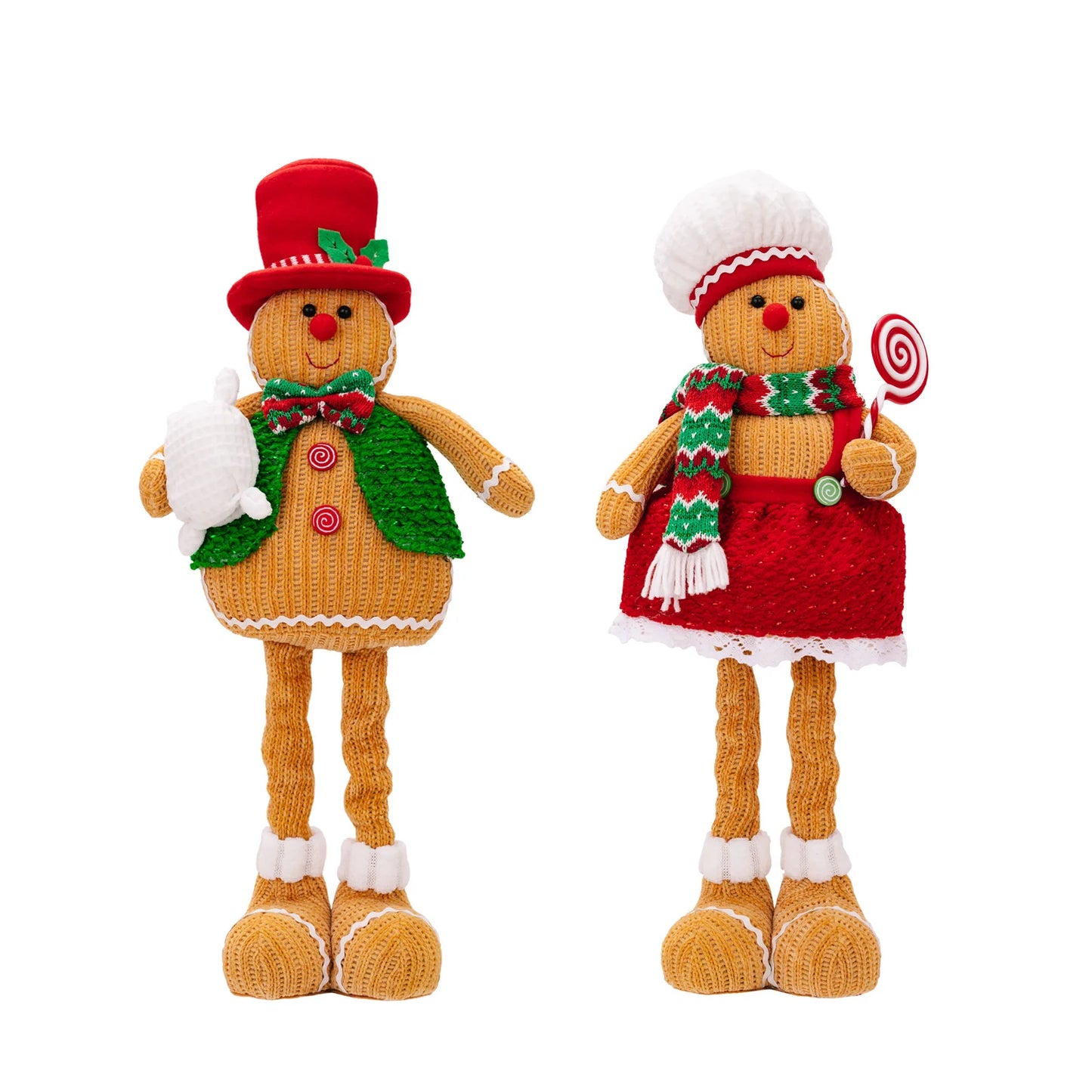 Telescopic Gingerbread Man & Lollipop Turtle Figurine - Family Tabletop Decor