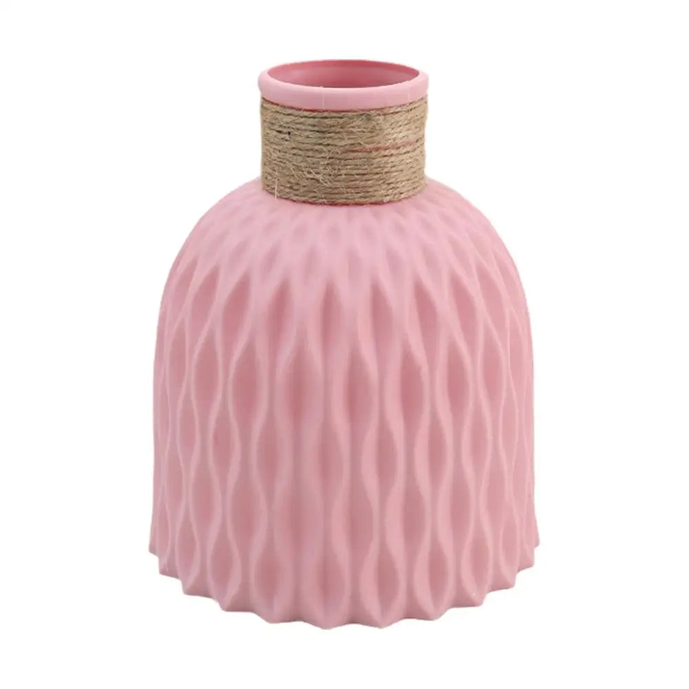 DIY Flowerpot with Rope Design – Plastic Vase Ideal for Flower Arrangements and Home Decoration with Porcelain Imitation Flowers 🏡