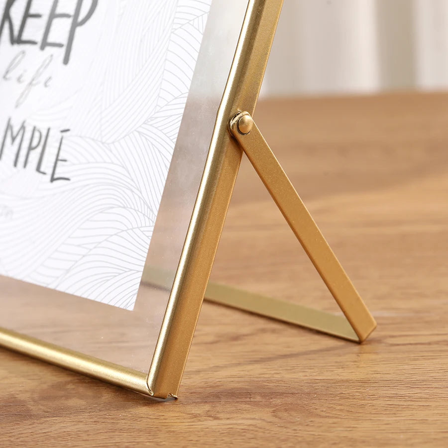 1pc Transverse Photo Frame β Gold and Black Metal Design with PS Transparent Surface, Modern Minimalist Decorative Frame for Your Home πΌοΈ