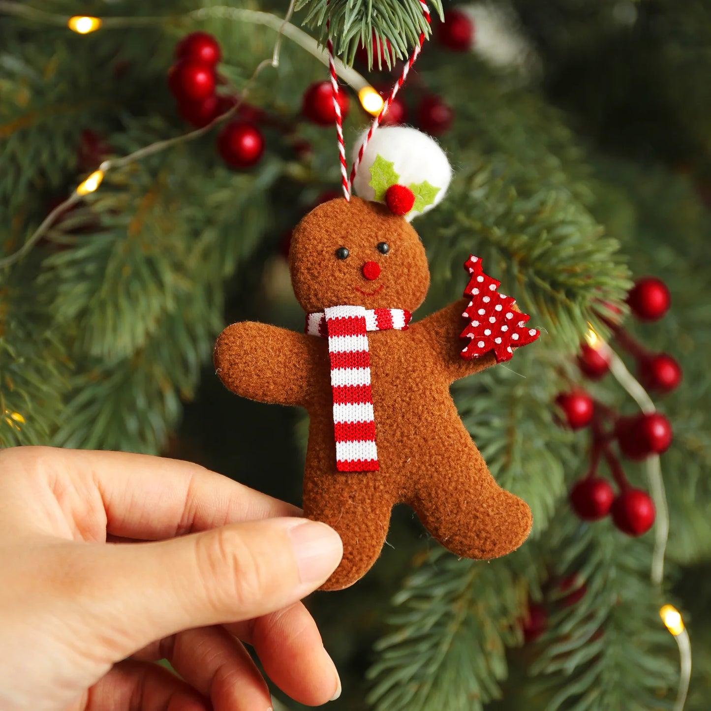 Christmas Gingerbread Man Doll Set π | 3-Piece Hanging Ornaments for Tree, Home & Garden Festivities, Kidsβ Gifts π
