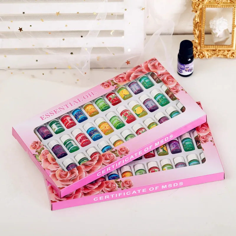 36x3ml Essential Oils Set: Lavender, Rose & Mixed Aromatherapy Blends β Perfect for Humidifiers, Diffusers & Room Fragrance