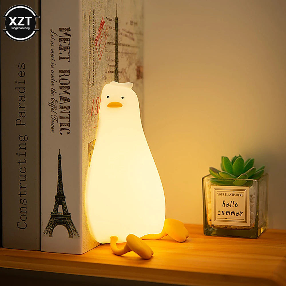 Cute Duck LED Night Light β Rechargeable Silicone Lamp with Patting Switch for Kids' Rooms π¦β¨