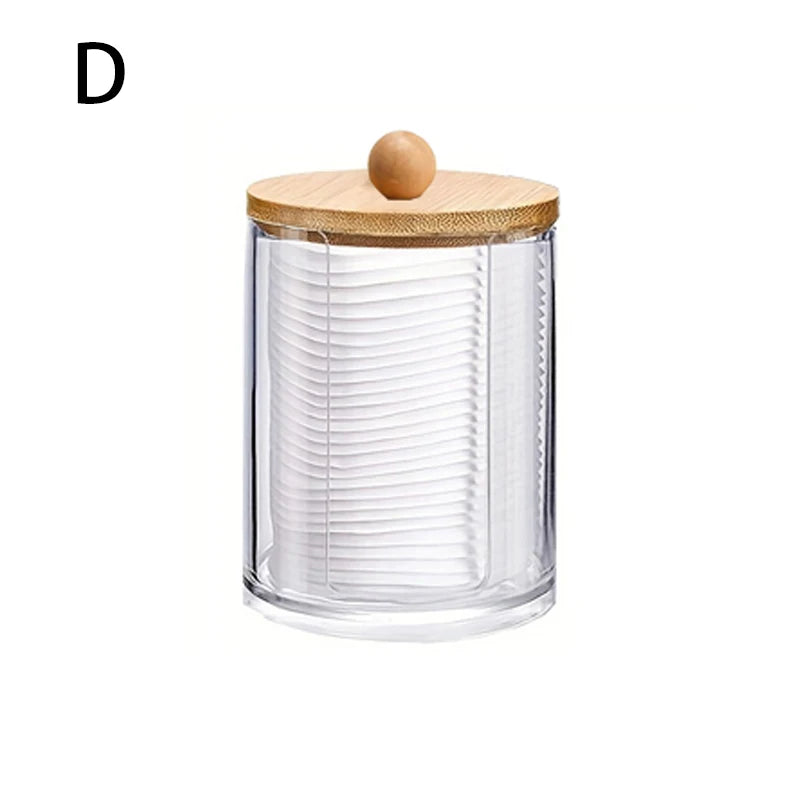 Acrylic Storage Box with Lid – Clear Plastic Jar for Q-tip Holder & Makeup Organizer
