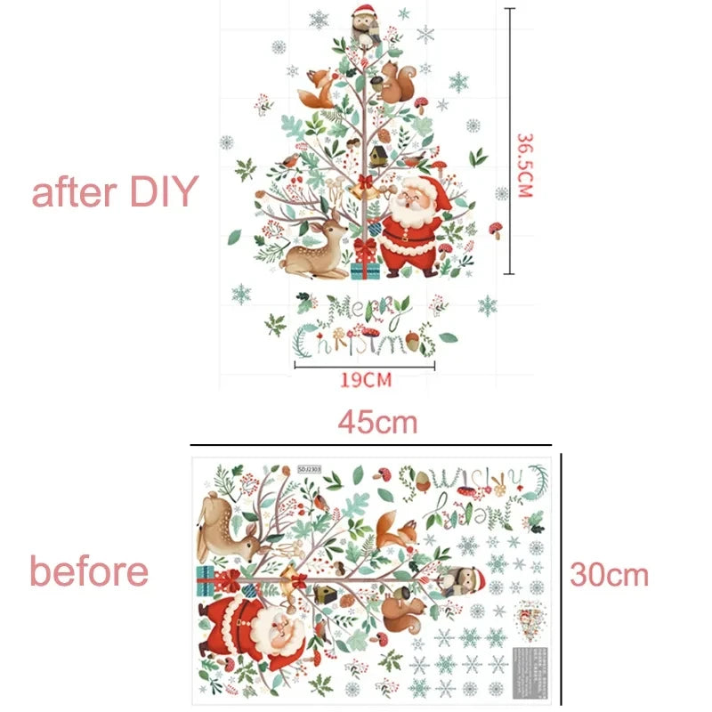 Christmas Window Stickers - Santa & Xmas Tree Cartoon Decor for Holiday Cheer! πβ¨