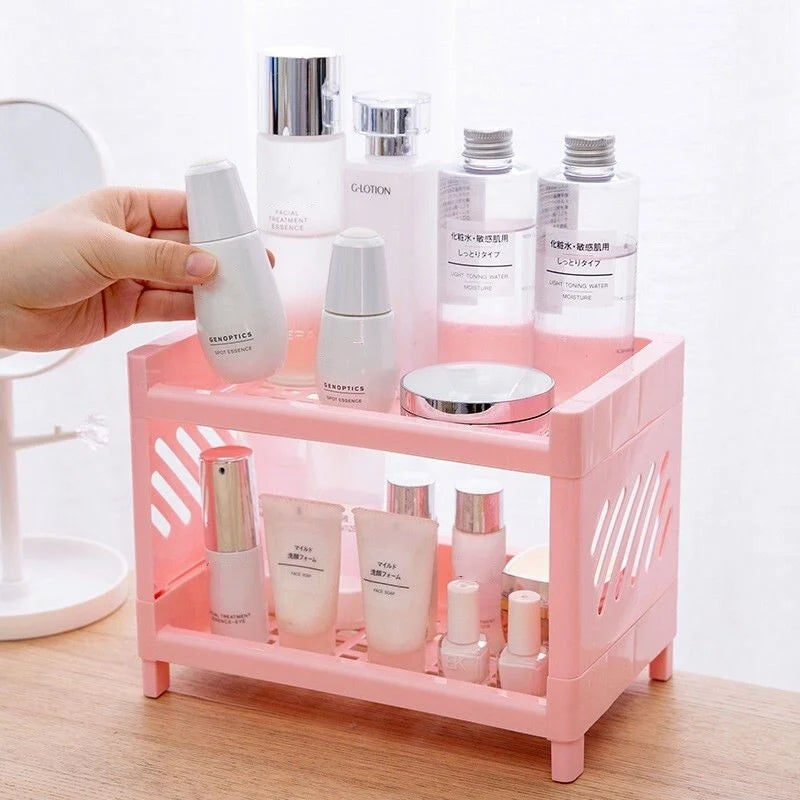 1PC Double-Layer Desktop Storage Rack β White Organizer for Office, Desk & Cosmetics