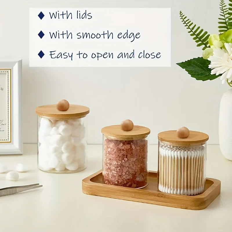 Acrylic Storage Box with Lid – Clear Plastic Jar for Q-tip Holder & Makeup Organizer
