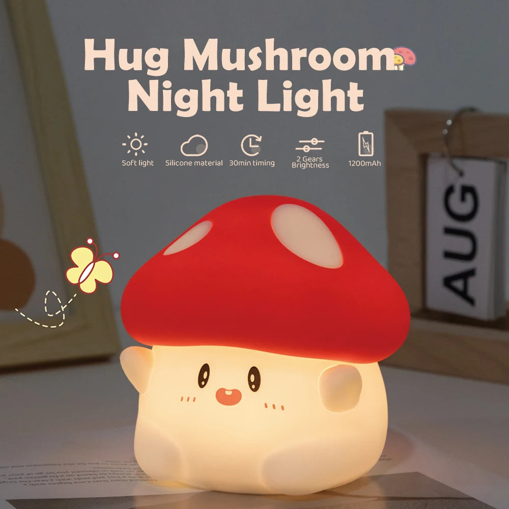Adorable Mushroom Night Light β 2-Level Dimmable Red Panda Lamp for Nursery, Perfect for Sleep Time π