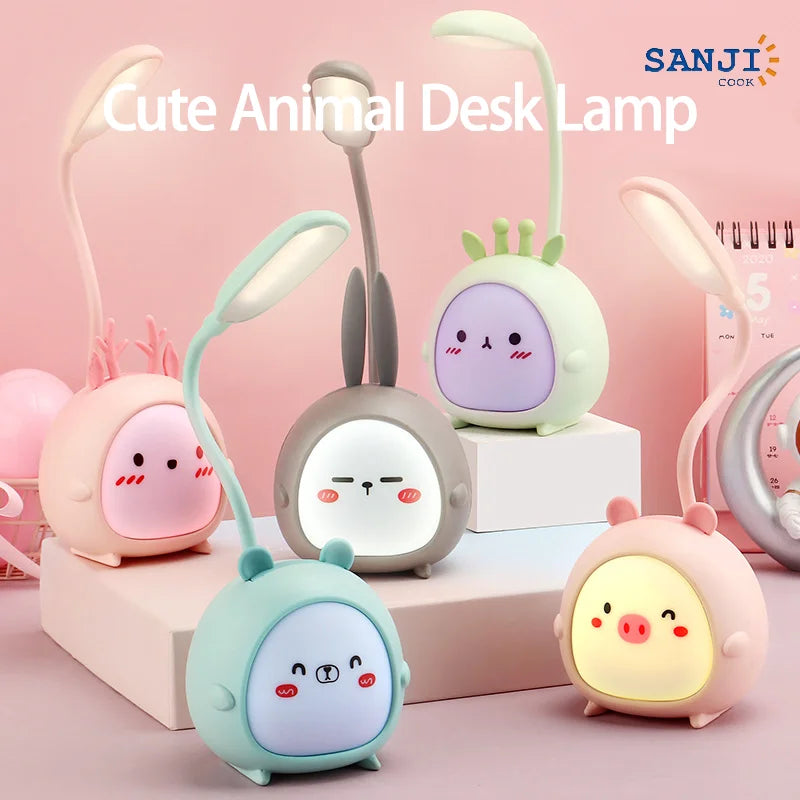 Adorable LED Animal Table Lamp - Adjustable, Eye-Friendly Night Light for Kids' Bedrooms & Bedside