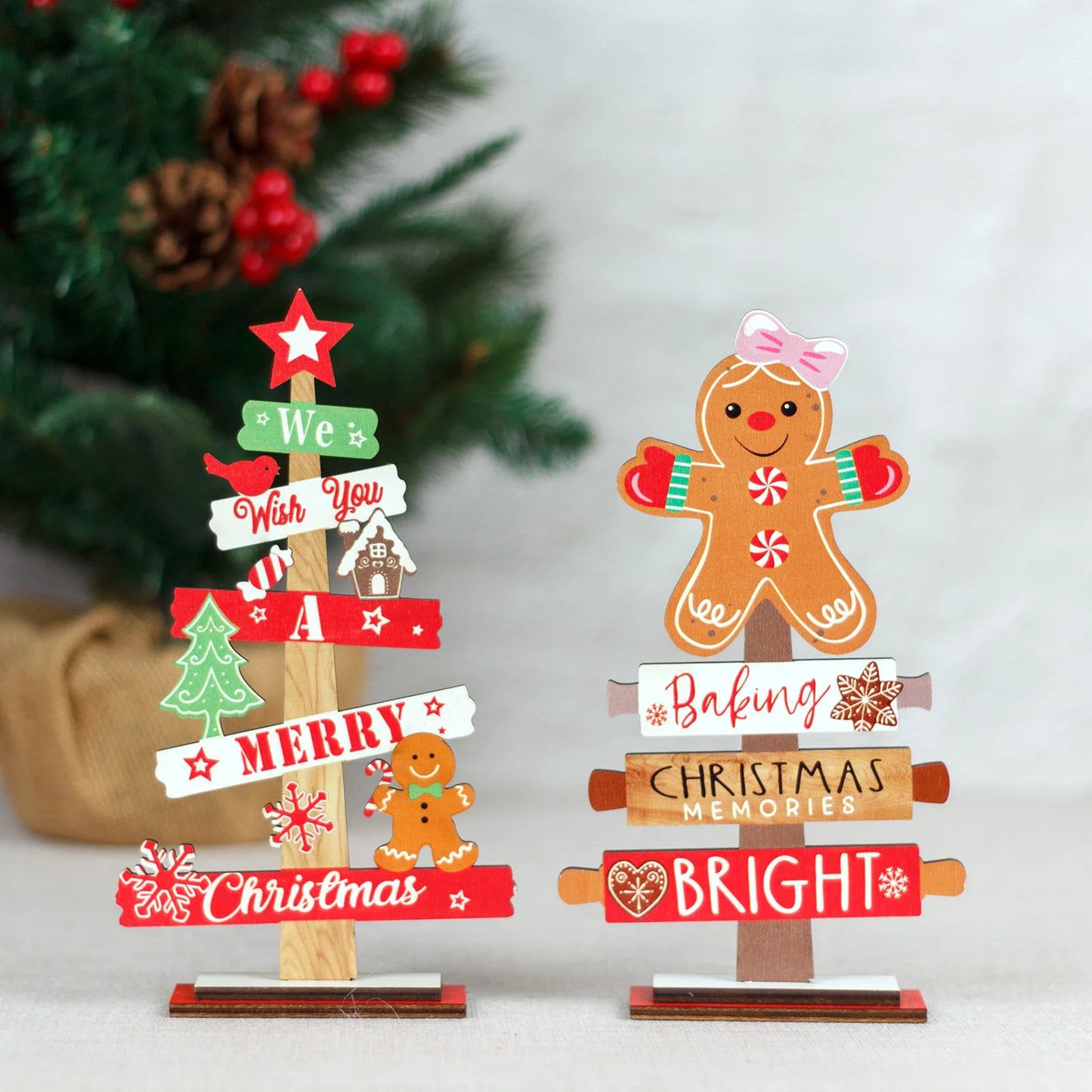 Desktop Christmas Tree Gingerbread Man DIY Decoration ππͺ