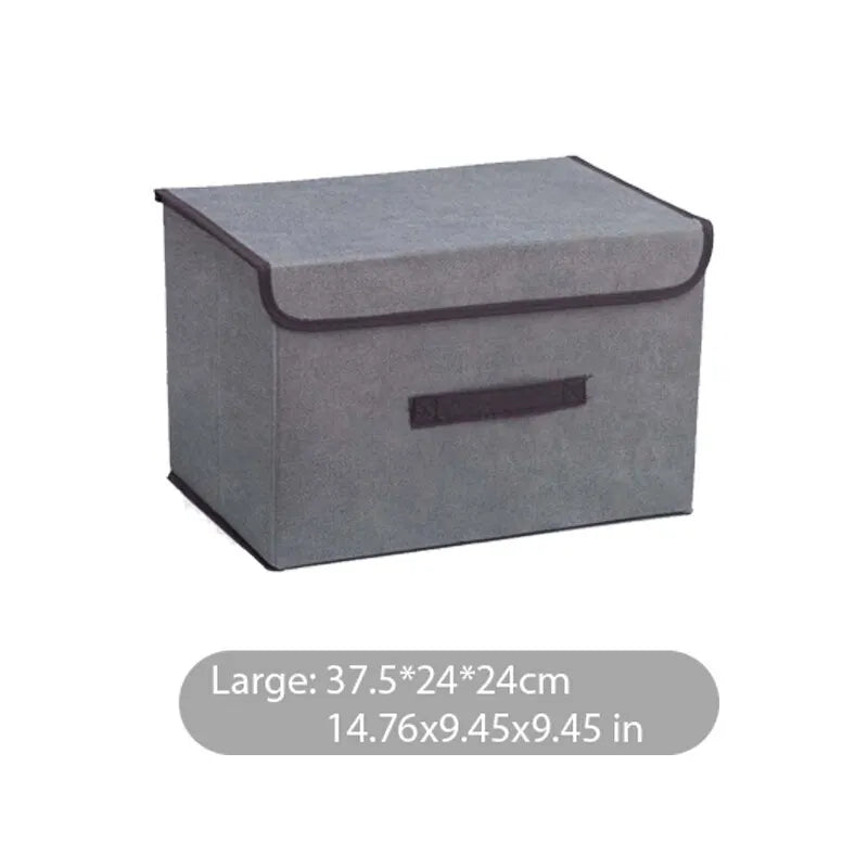 Foldable Gray Non-Woven Storage Box for Clothes & Essentials