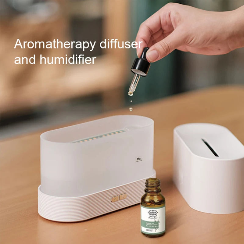 KINSCOTER Ultrasonic Aroma Diffuser & Air Humidifier – LED Flame Lamp & Cool Mist Maker for Essential Oils