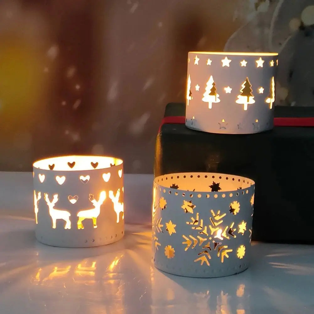 Creative Xmas Decorations: Elk Hollow Candlestick, Snowflake Design, Perfect for Navidad Gift and Home Table Ornaments. π¦β¨