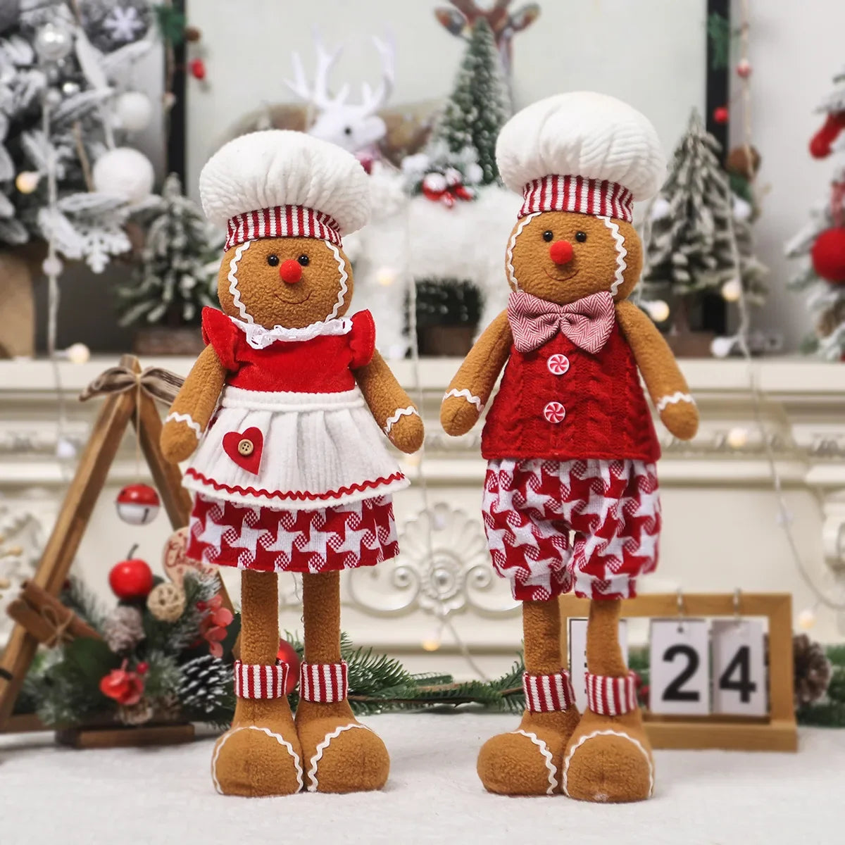 "Adorable Telescopic Gingerbread Man Figurine with Chef Hat β DIY Christmas Window Decor and Standing Ornament" π