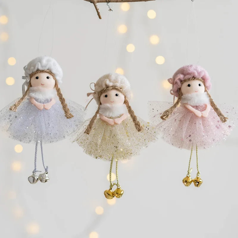 White Pink Gold Navidad Angel Girl Doll Ornaments π