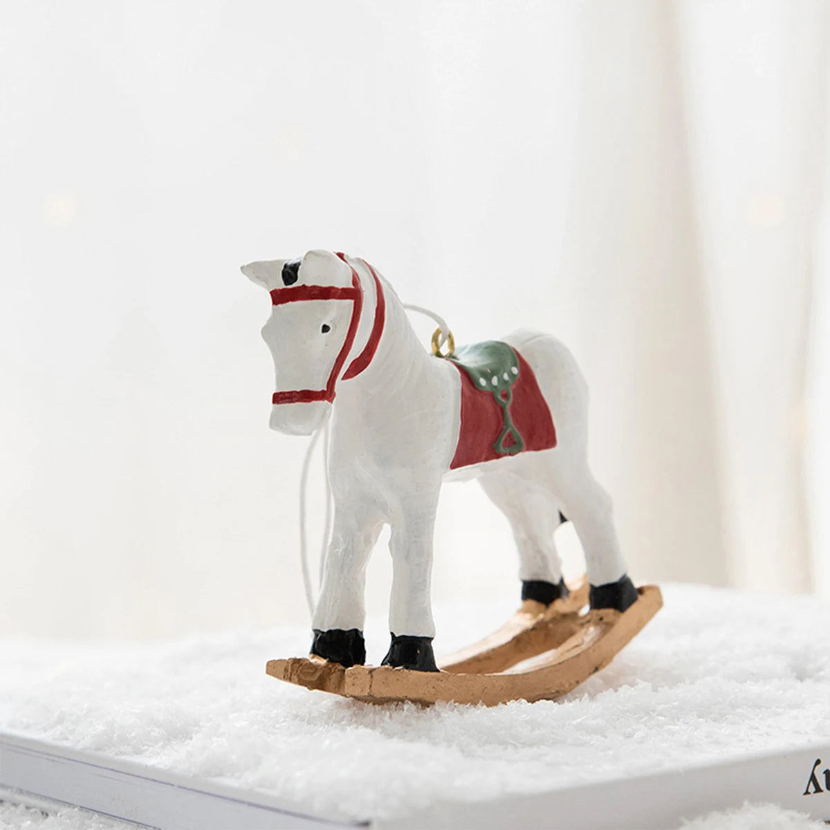 Christmas Painted Resin Rocking Horse Pendant - DIY Hanging Decoration for Christmas Tree πβ¨