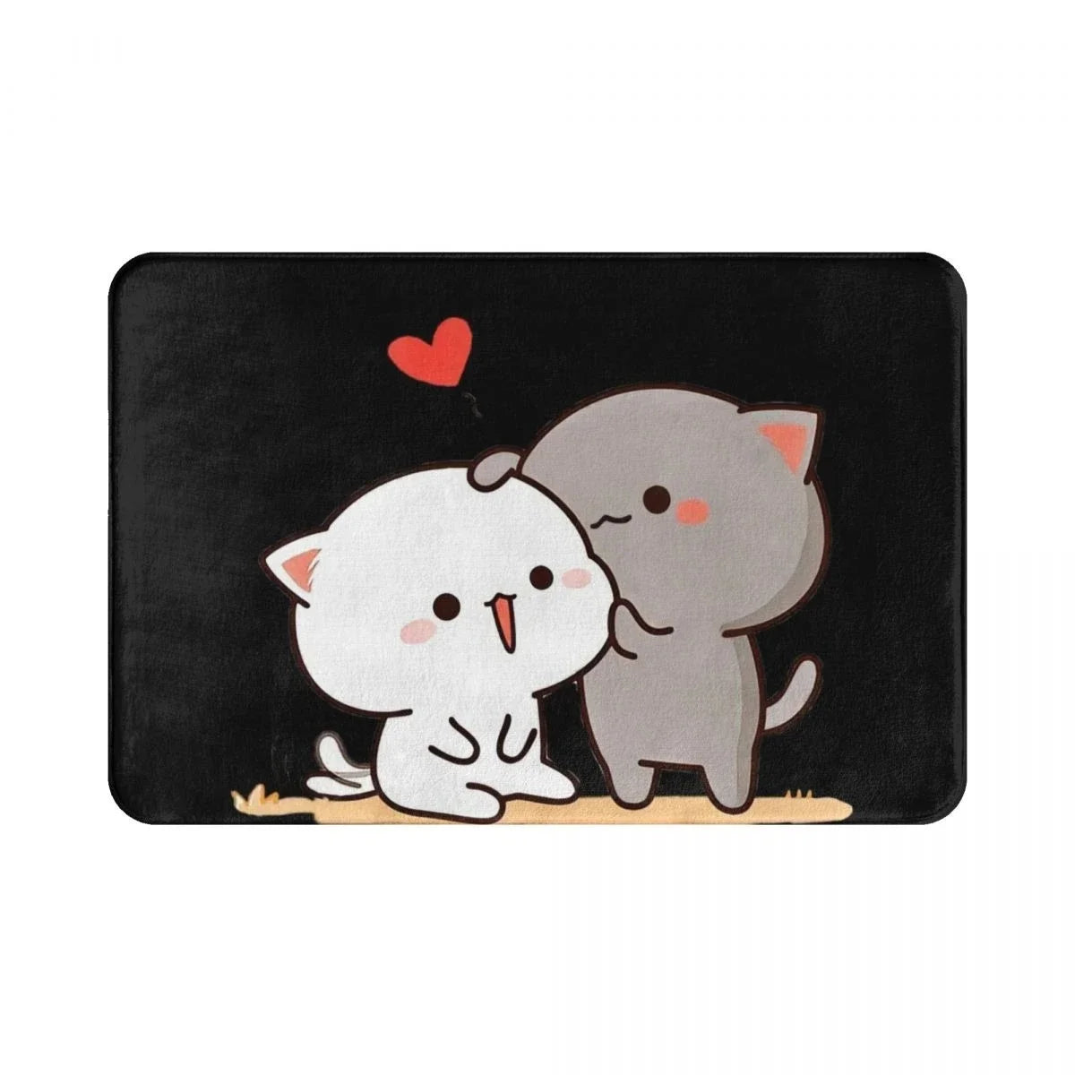 Bubu and Dudu Flannel Doormat - Peach and Goma Home Carpet for Living Room, Kitchen, Balcony, and Bedroom