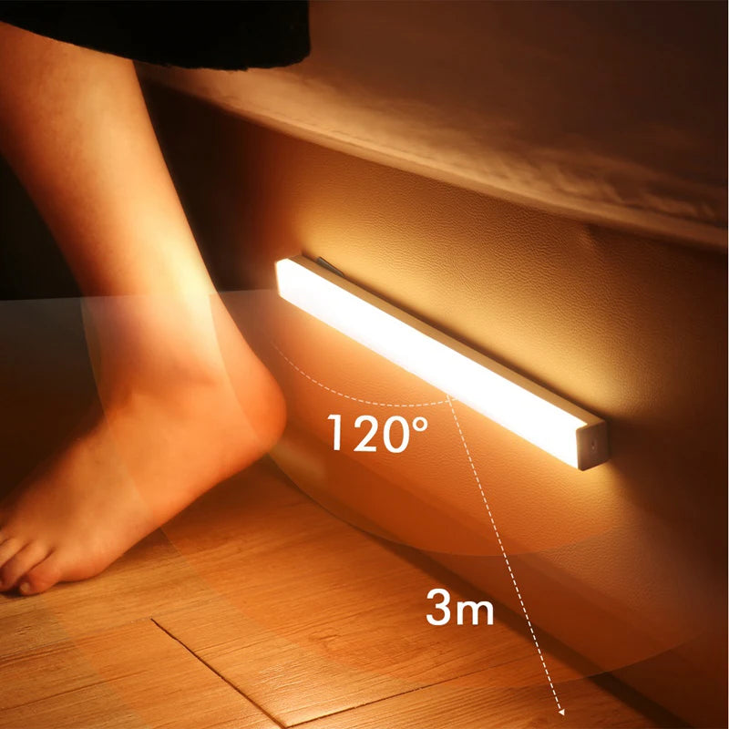 USB Rechargeable LED Motion Sensor Night Light – Magnetic Wall-Mounted Decor Lamp with Three Functions