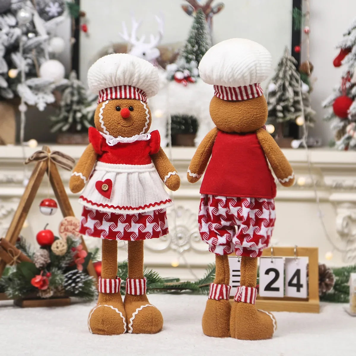 "Adorable Telescopic Gingerbread Man Figurine with Chef Hat β DIY Christmas Window Decor and Standing Ornament" π