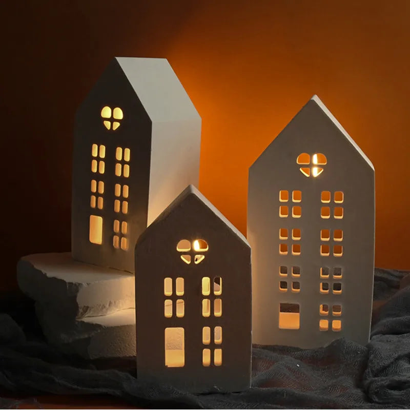 Concrete House Candle Holder Silicone Mold - DIY Love House Shape for Home Decor