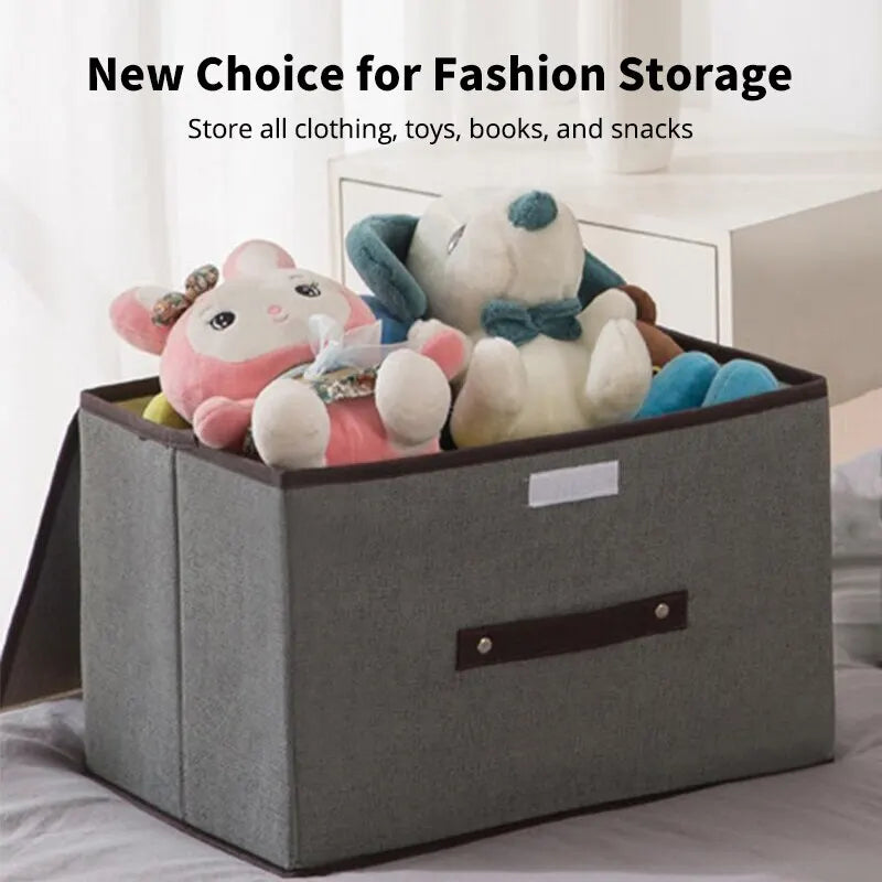 Foldable Gray Non-Woven Storage Box for Clothes & Essentials