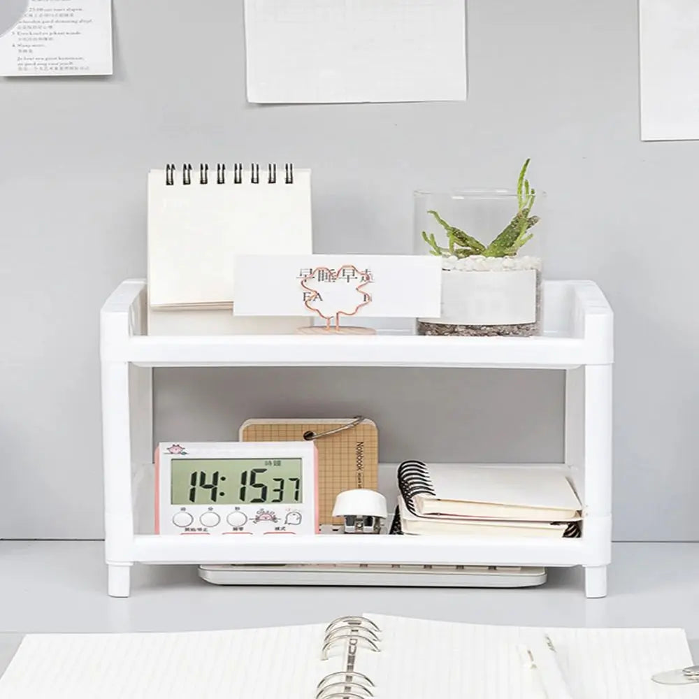 1PC Double-Layer Desktop Storage Rack β White Organizer for Office, Desk & Cosmetics