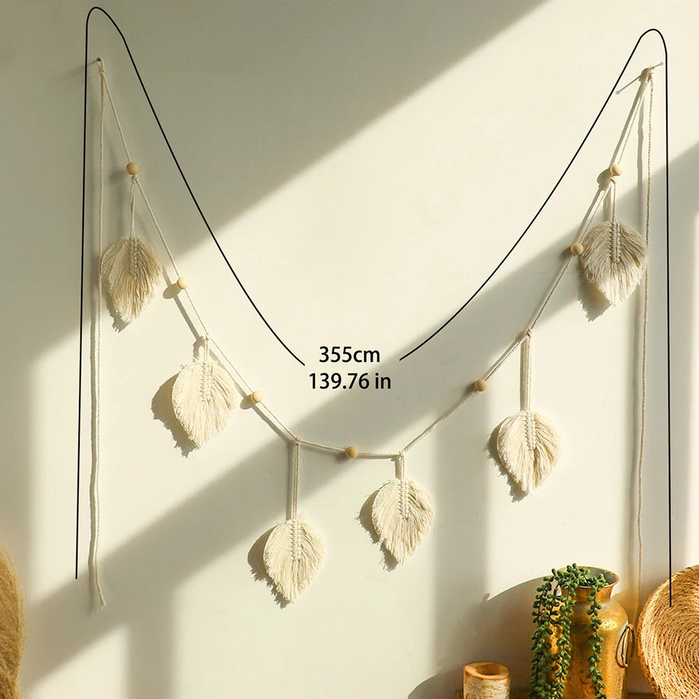 Large Boho Macrame Tapestry β Leaf Pattern with Tassels, Perfect for Christmas and Home Decor in Bedrooms and Living Rooms πΏ