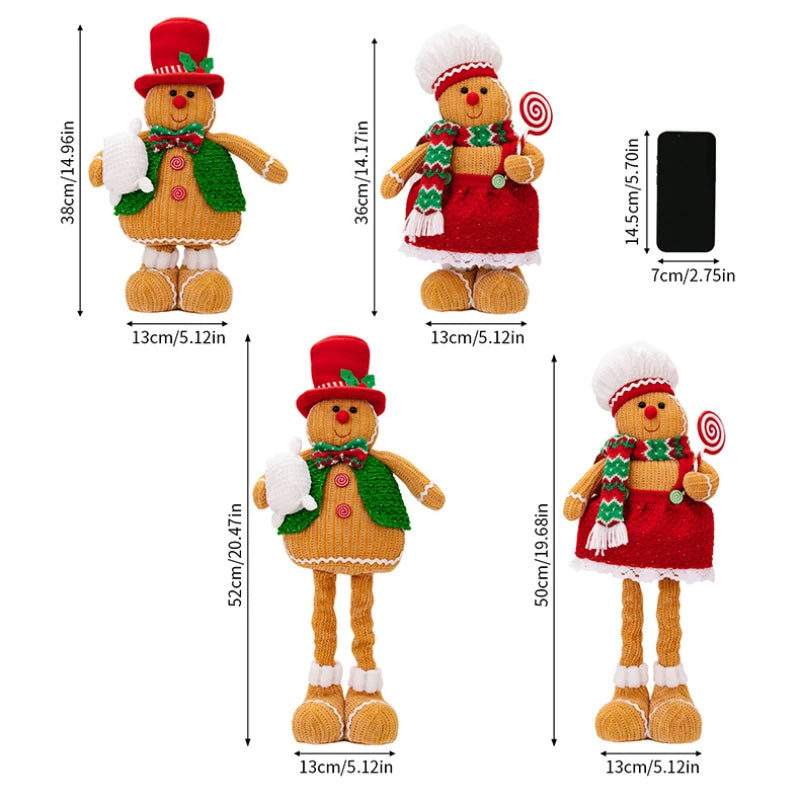 Telescopic Gingerbread Man & Lollipop Turtle Figurine - Family Tabletop Decor