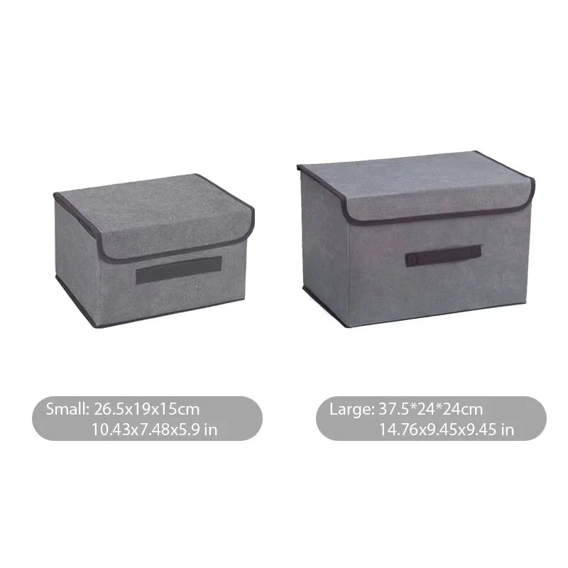 Foldable Gray Non-Woven Storage Box for Clothes & Essentials