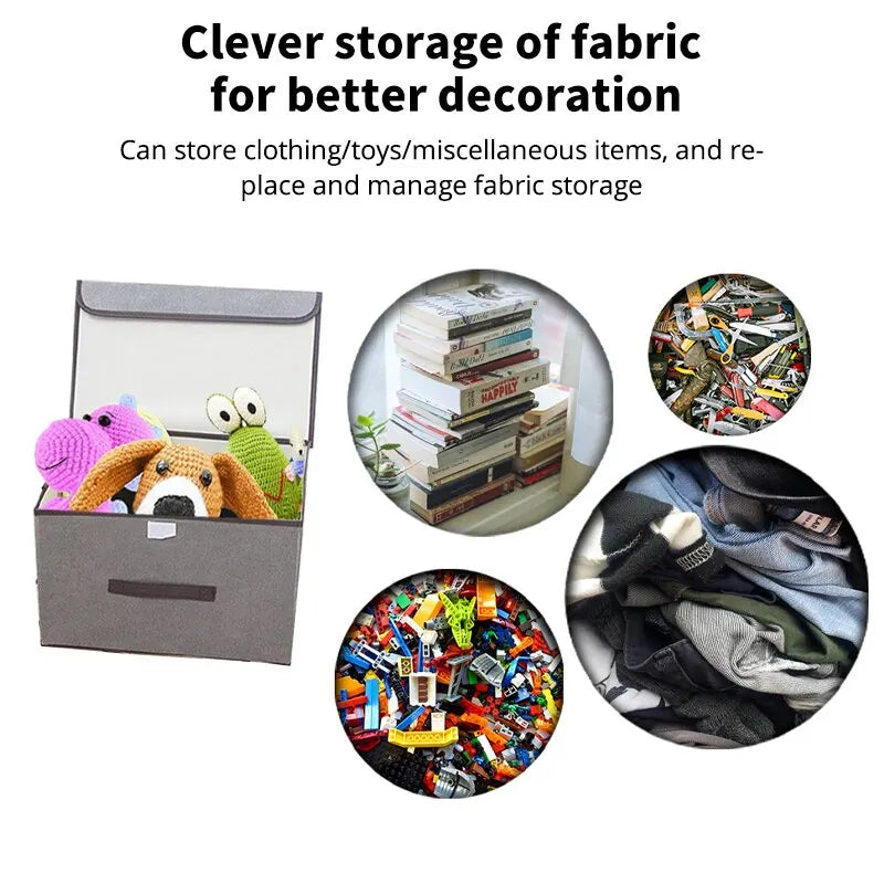 Foldable Gray Non-Woven Storage Box for Clothes & Essentials
