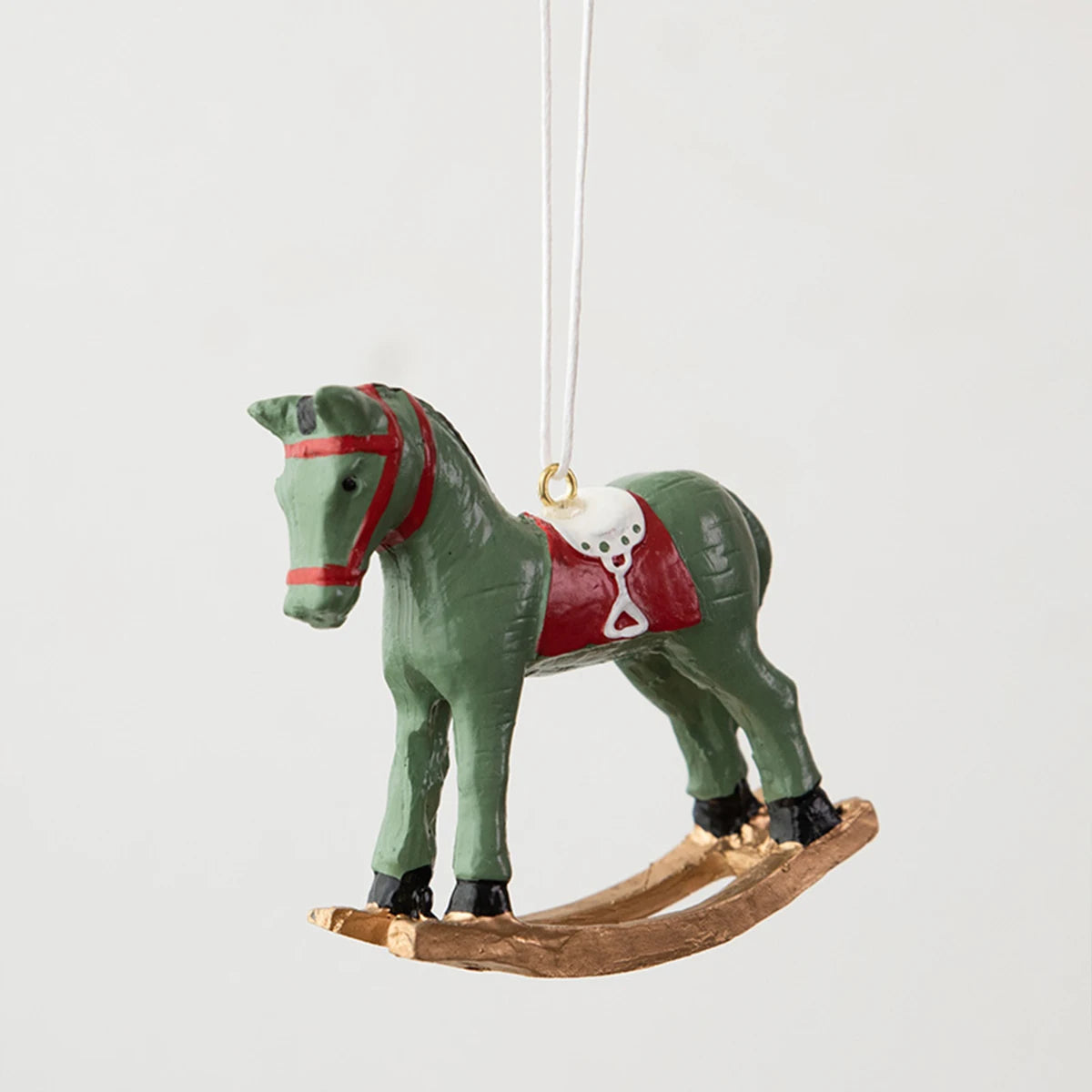 Christmas Painted Resin Rocking Horse Pendant - DIY Hanging Decoration for Christmas Tree πβ¨