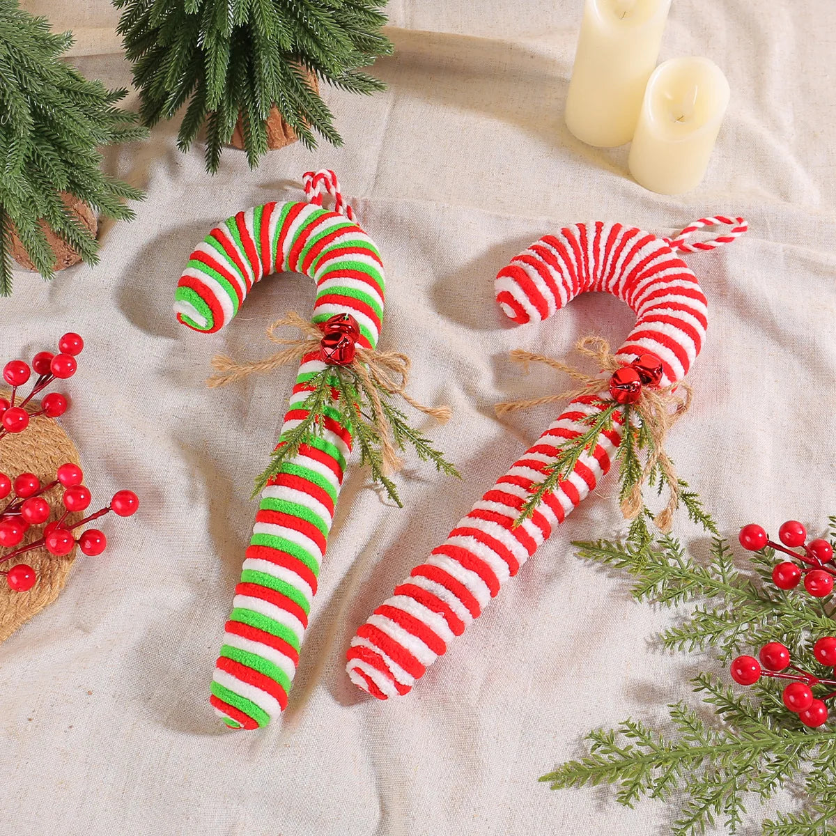 Christmas Plush Soft Candy Cane Ornaments π¬π