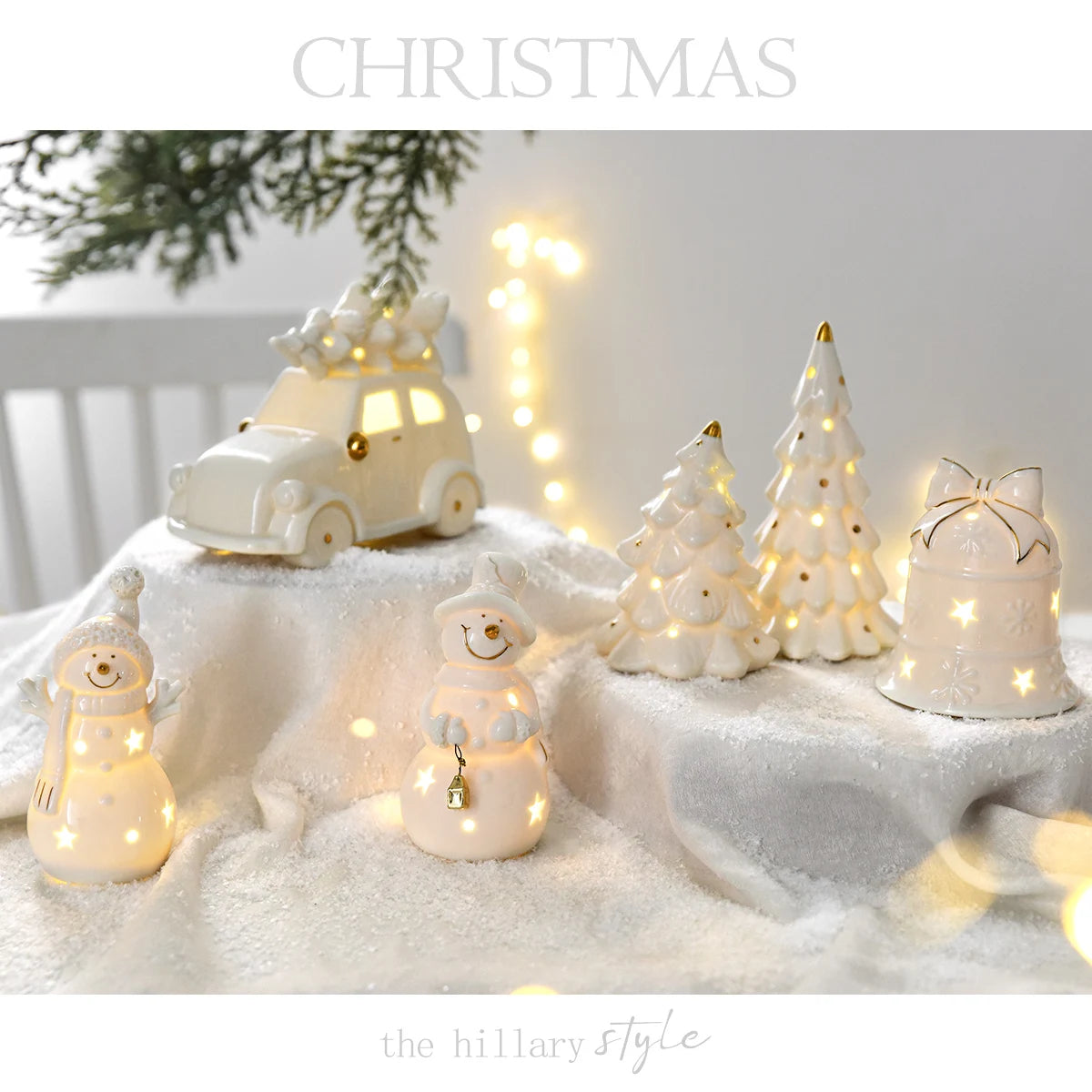 Ceramic Christmas Ball & Bell Gift Pack - Desktop Home Decor & Scene Decoration Props π