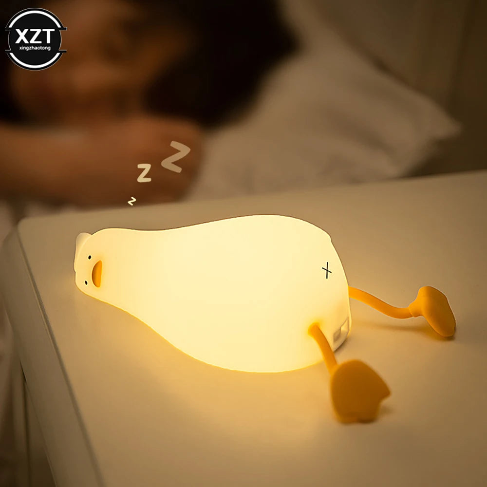 Cute Duck LED Night Light β Rechargeable Silicone Lamp with Patting Switch for Kids' Rooms π¦β¨
