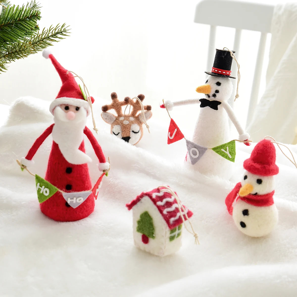 Felt Christmas Tree Ornament – Snowman & Deer Head