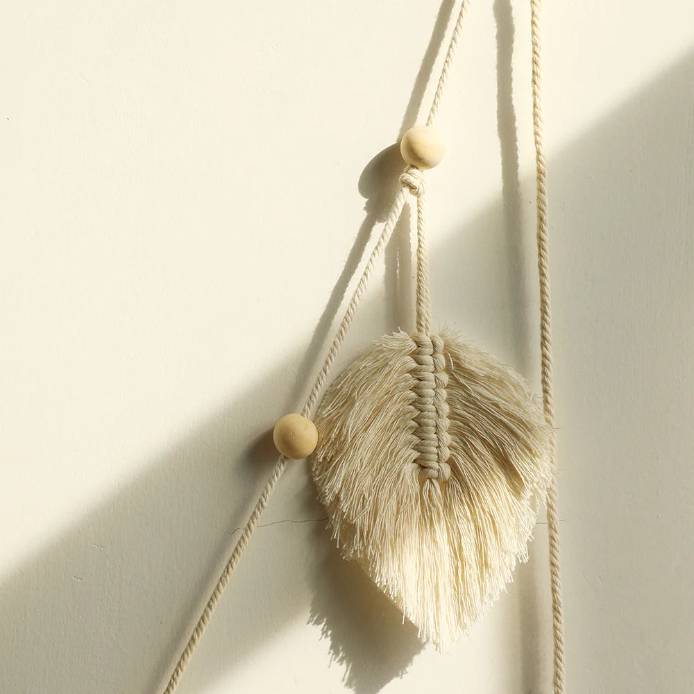 Large Boho Macrame Tapestry β Leaf Pattern with Tassels, Perfect for Christmas and Home Decor in Bedrooms and Living Rooms πΏ