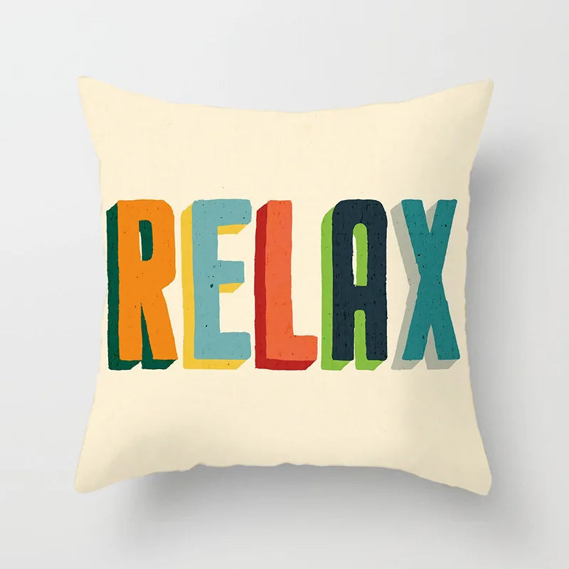 Gray, White, and Black Lettered Cushion Cover for Home Decor – Square Pillowcase for Party, Sofa, and Office Use