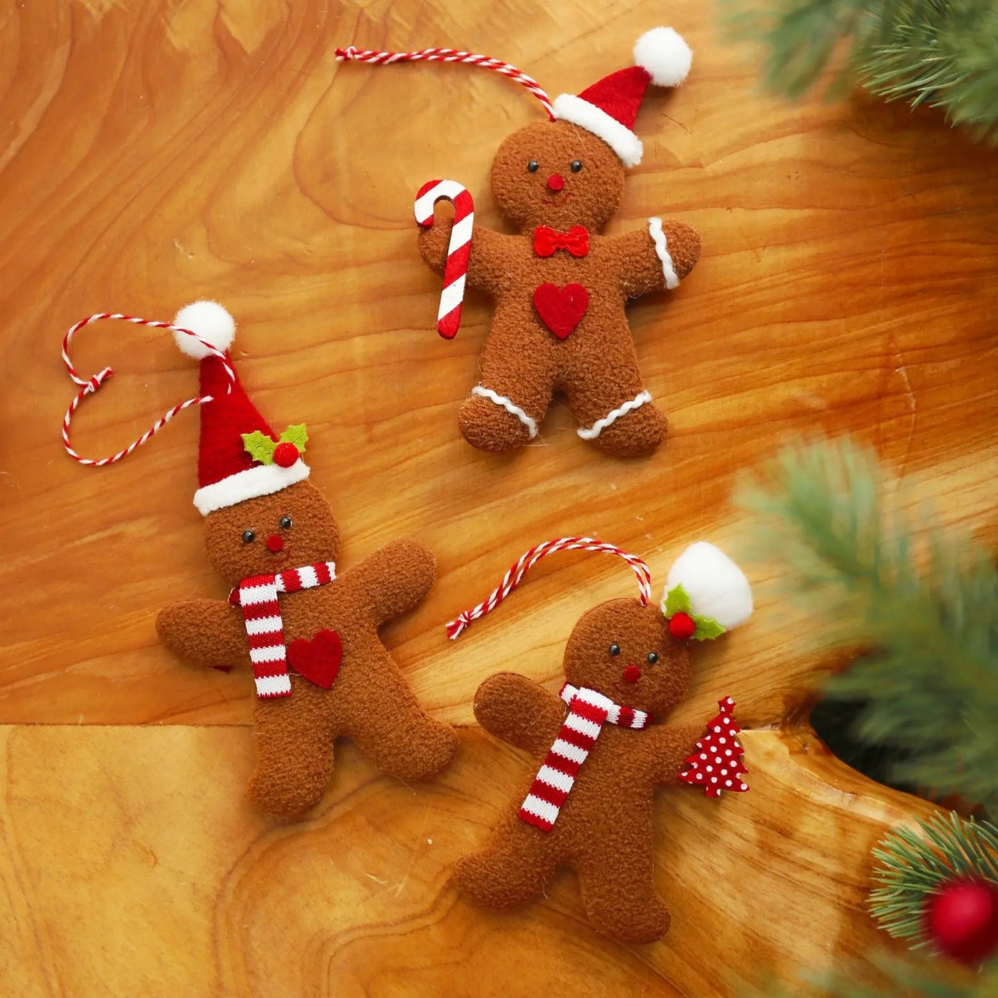 Christmas Gingerbread Man Doll Set π | 3-Piece Hanging Ornaments for Tree, Home & Garden Festivities, Kidsβ Gifts π