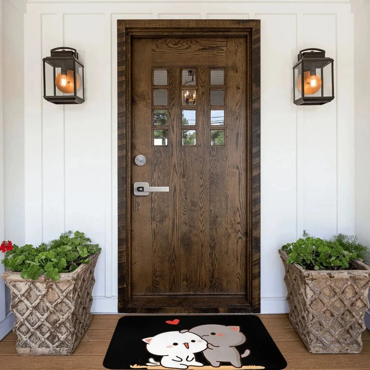 Bubu and Dudu Flannel Doormat - Peach and Goma Home Carpet for Living Room, Kitchen, Balcony, and Bedroom