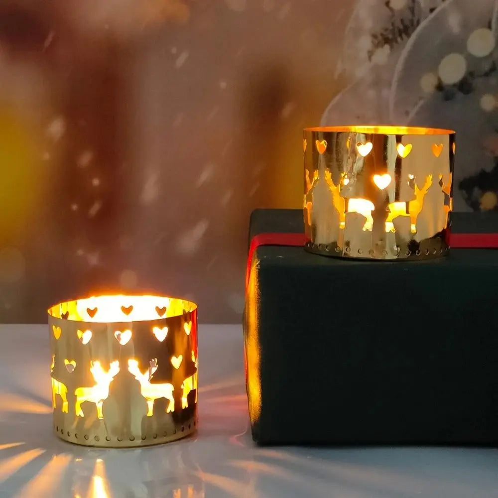 Creative Xmas Decorations: Elk Hollow Candlestick, Snowflake Design, Perfect for Navidad Gift and Home Table Ornaments. π¦β¨