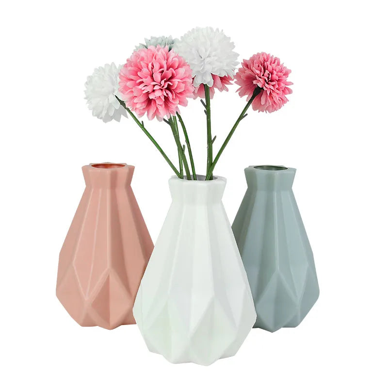 Modern Plastic Flower Vase β White, Pink, and Blue Flower Pot Basket for Nordic Home and Living Room Decor π·