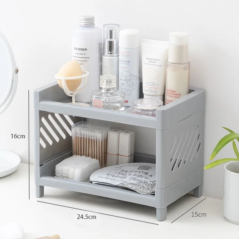 1PC Double-Layer Desktop Storage Rack β White Organizer for Office, Desk & Cosmetics