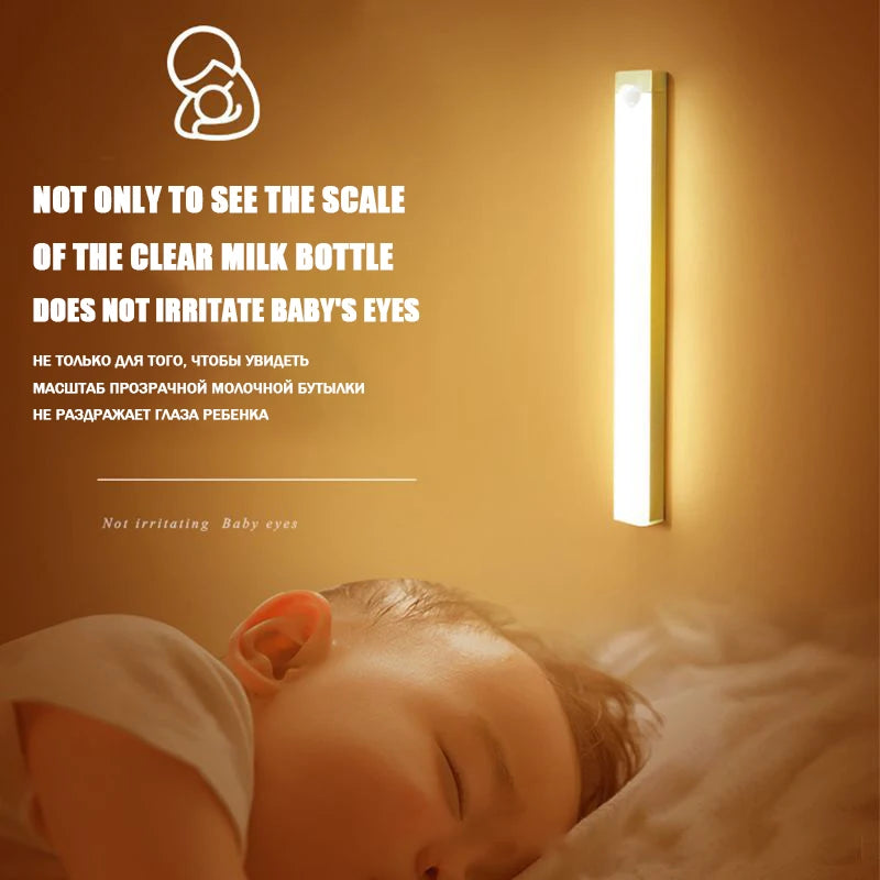 USB Rechargeable LED Motion Sensor Night Light – Magnetic Wall-Mounted Decor Lamp with Three Functions