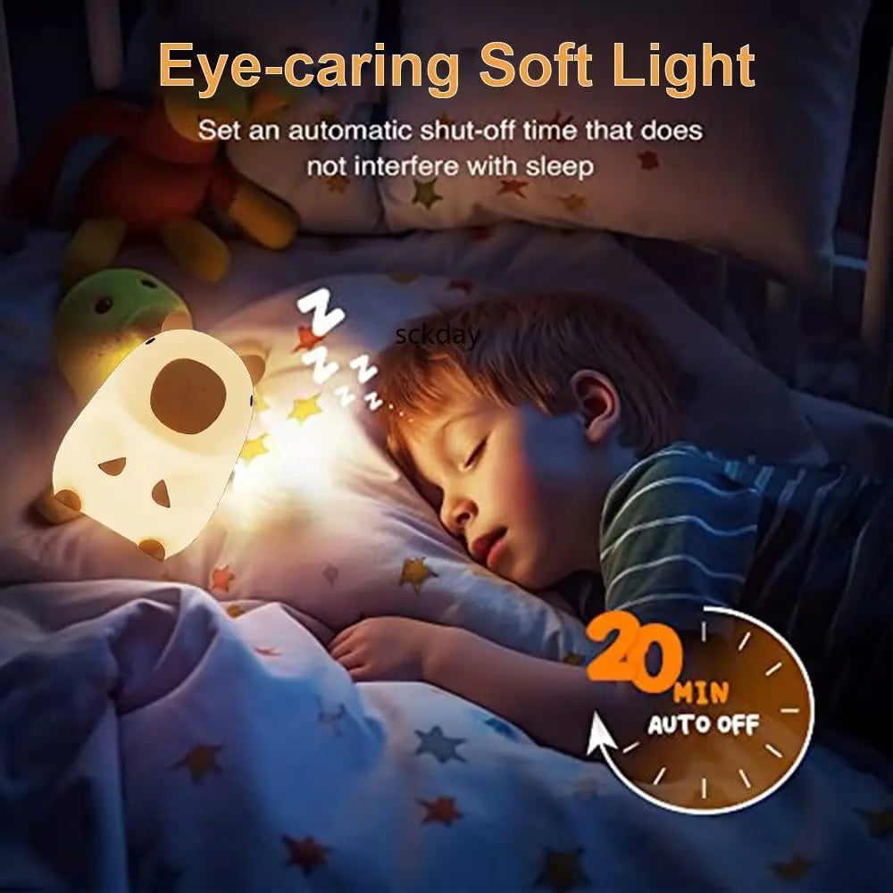 Capybara LED Night Light - Soft Silicone Touch Lamp for Kids' Room Decor π