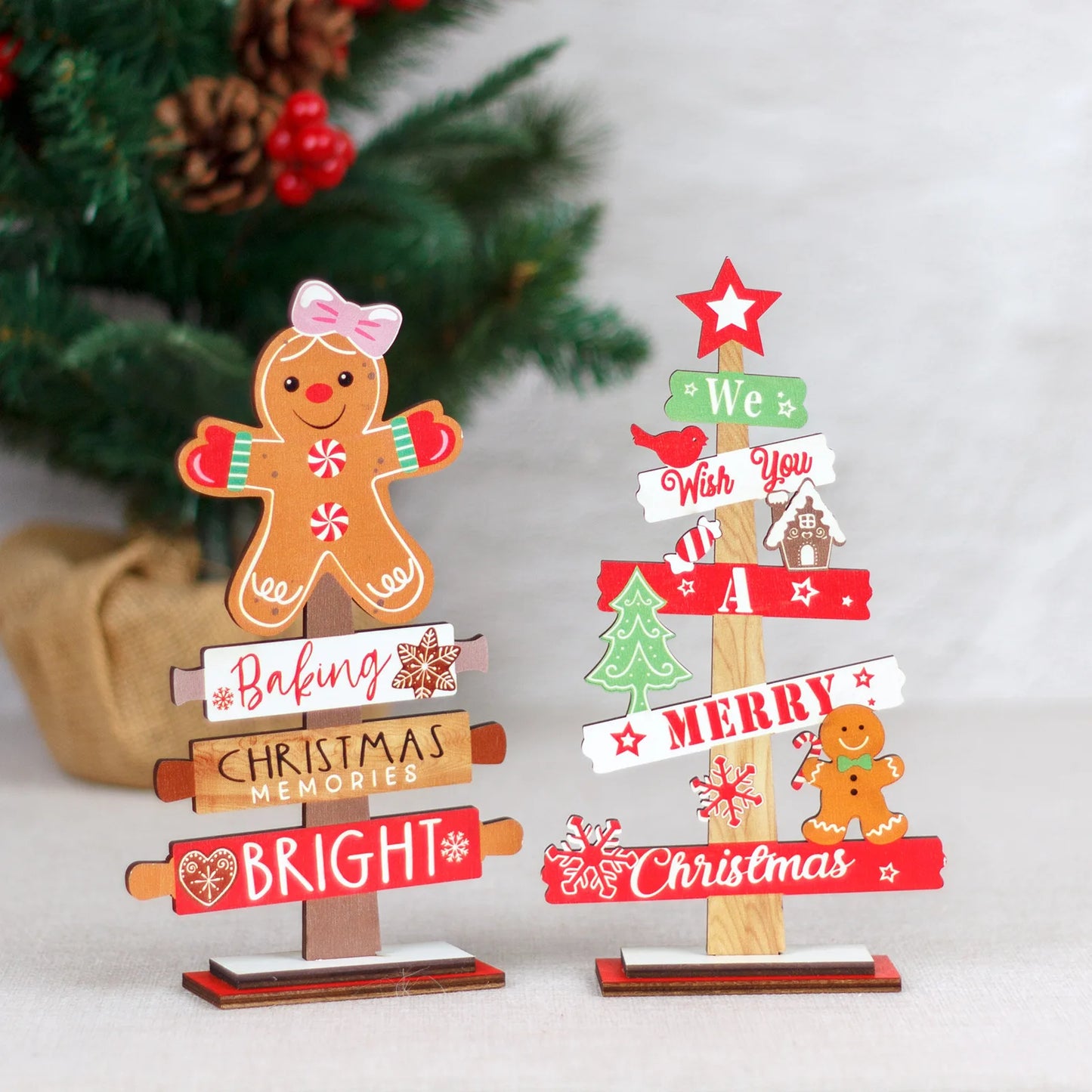 Desktop Christmas Tree Gingerbread Man DIY Decoration ππͺ