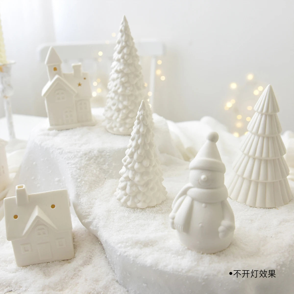 Glowing Christmas Ceramic House Decoration - Snowman & Tree